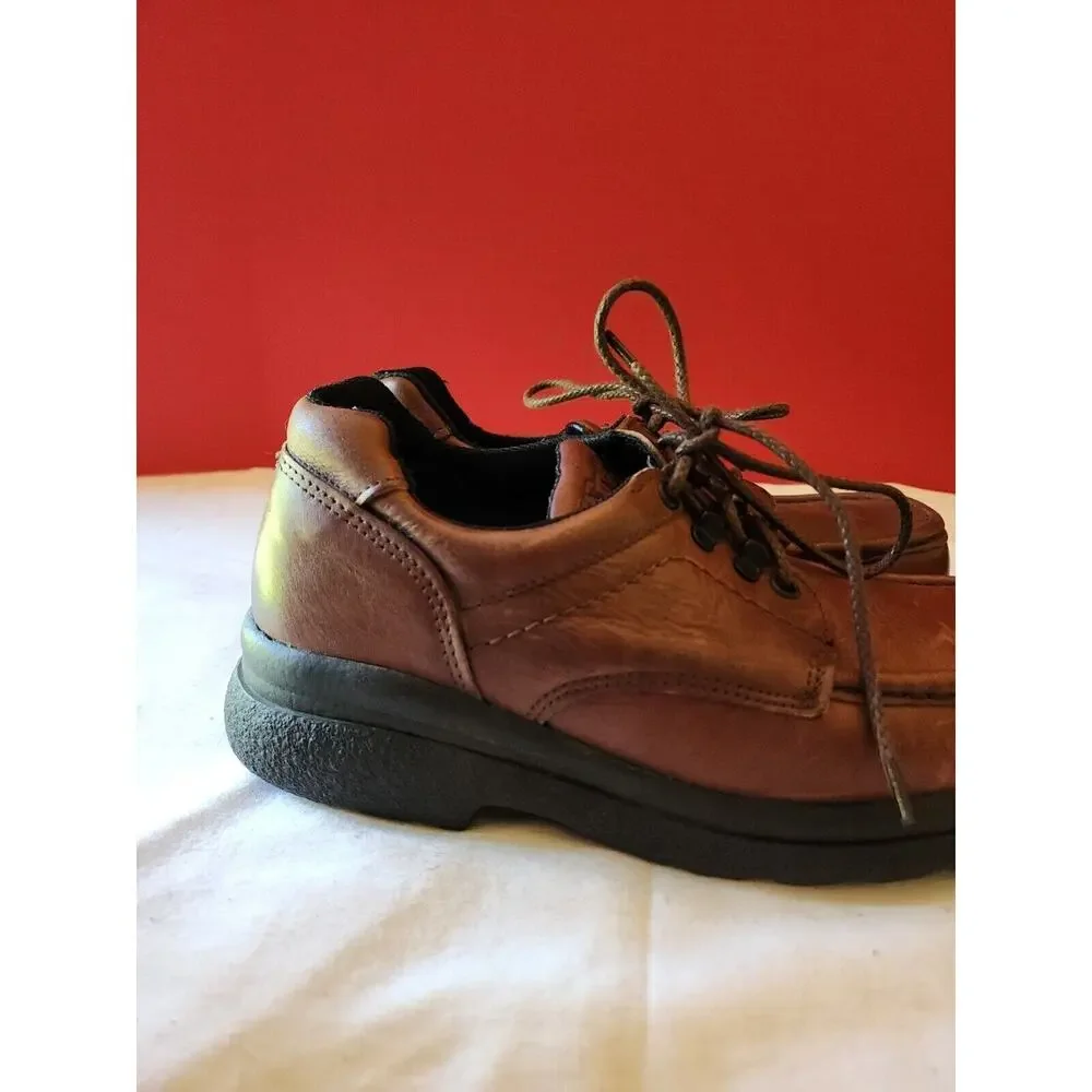 Vintage RED WING BROWN LEATHER STEEL TOE SUPER SOLE SHOES MADE IN USA 6.5 d mens